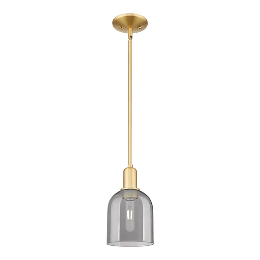 Innovations Bella 6in 1-Light Mini Pendant | Industrial Satin Gold Steel and Light Smoke Glass | Kitchen Island & Dining Room | Model 716-1S-SG-G558-6SM