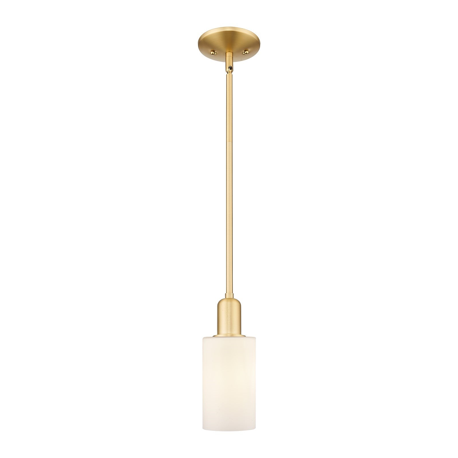 Innovations Clymer 4in 1-Light Mini Pendant | Industrial Satin Gold Steel and Matte White Glass | Kitchen Island & Dining Room | Model 716-1S-SG-G801