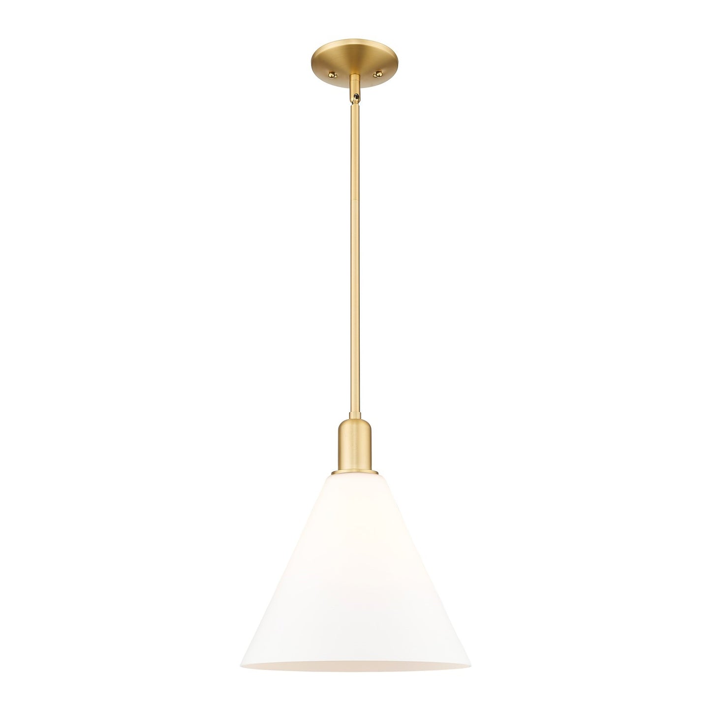 Innovations Berkshire Glass 12in 1-Light Mini Pendant | Industrial Satin Gold Steel and Matte White Glass | Kitchen Island & | Model 716-1S-SG-GBC-121