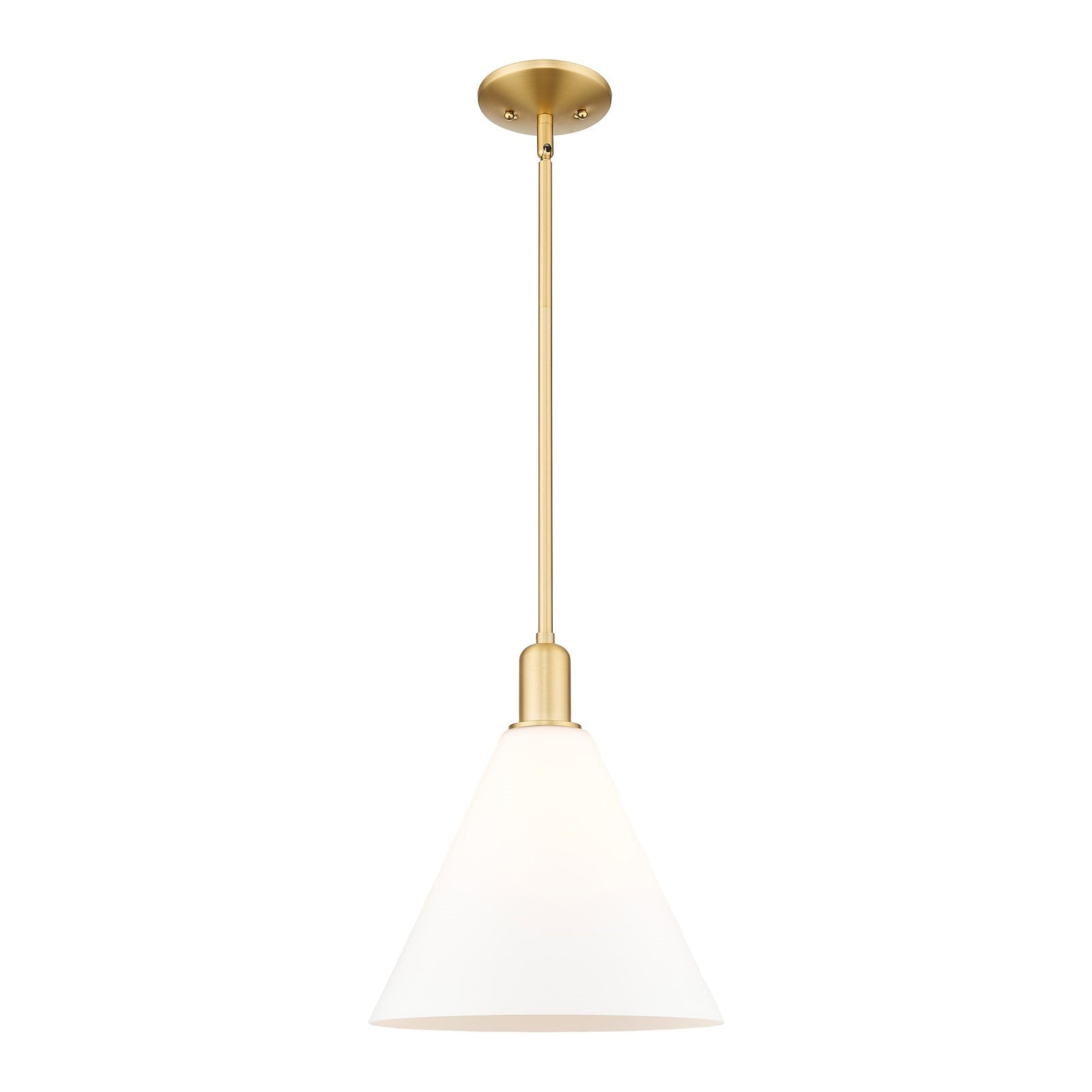 Innovations Berkshire Glass 12in 1-Light Mini Pendant | Industrial Satin Gold Steel and Matte White Glass | Kitchen Island & | Model 716-1S-SG-GBC-121