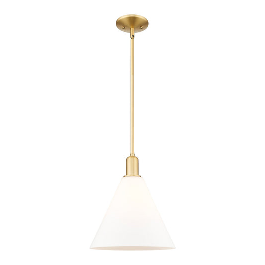 Innovations Berkshire Glass 12in 1-Light Mini Pendant | Industrial Satin Gold Steel and Matte White Glass | Kitchen Island & | Model 716-1S-SG-GBC-121