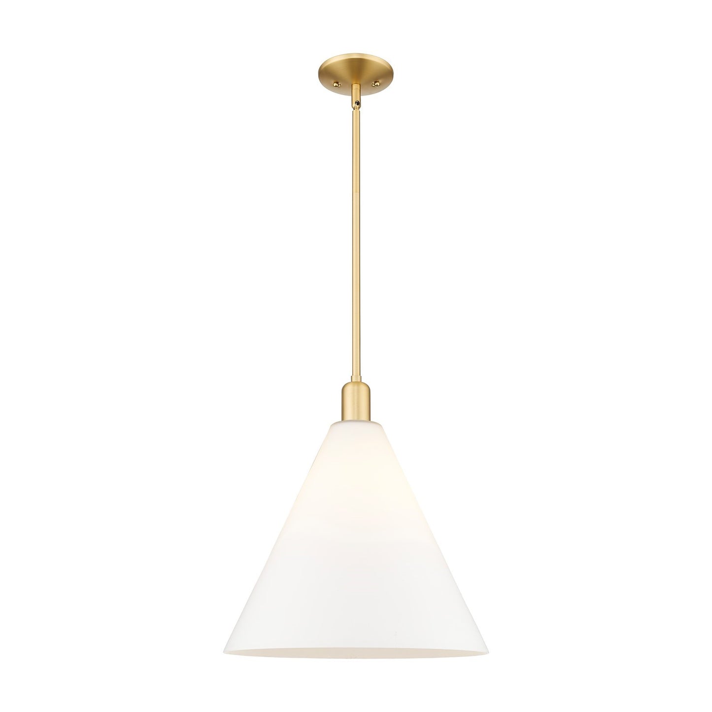 Innovations Berkshire Glass 16in 1-Light Mini Pendant | Industrial Satin Gold Steel and Matte White Glass | Kitchen Island & | Model 716-1S-SG-GBC-161