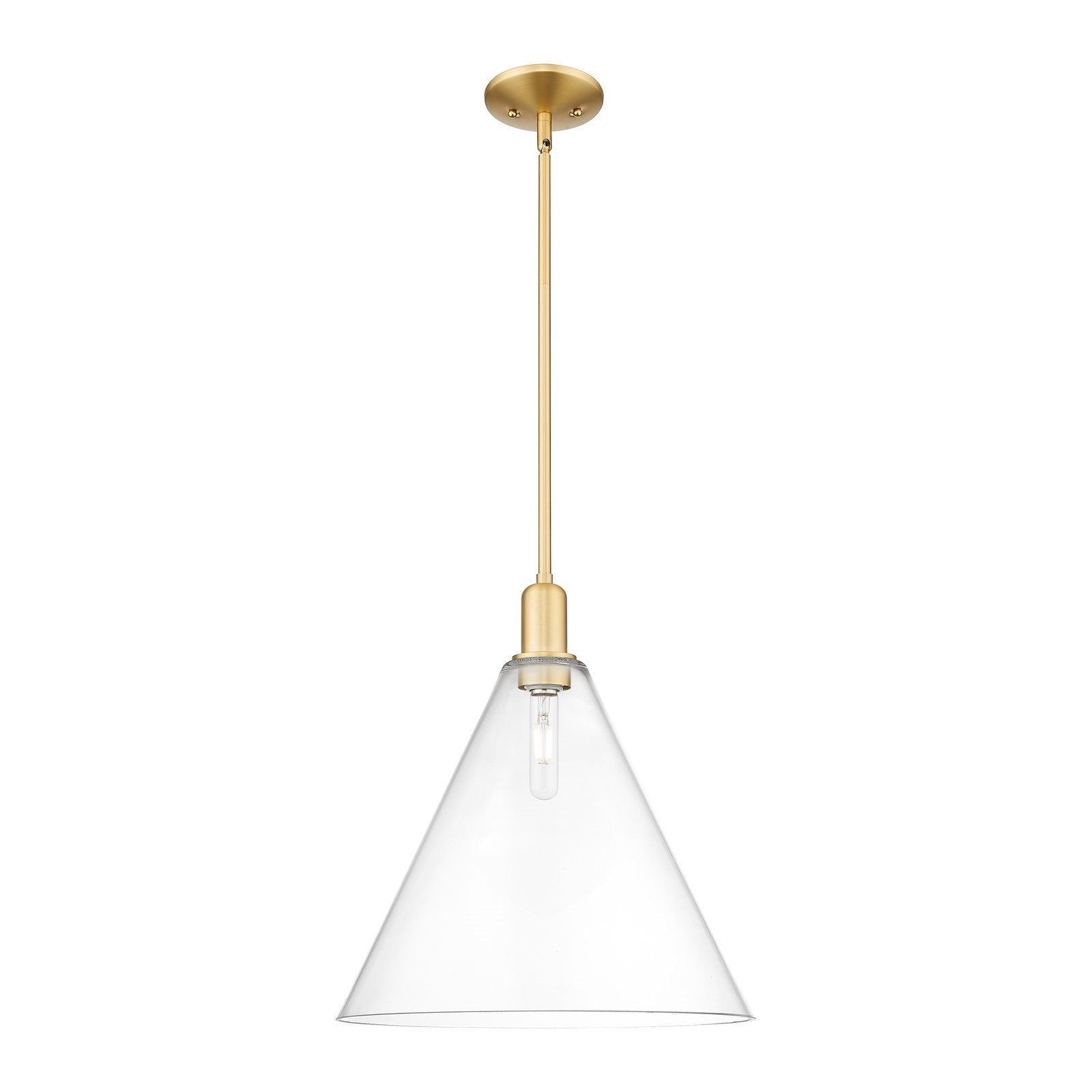 Innovations Berkshire Glass 16in 1-Light Mini Pendant | Industrial Satin Gold Steel and Clear Glass | Kitchen Island & Dining | Model 716-1S-SG-GBC-162