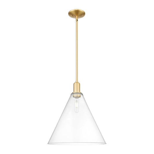 Innovations Berkshire Glass 16in 1-Light Mini Pendant | Industrial Satin Gold Steel and Clear Glass | Kitchen Island & Dining | Model 716-1S-SG-GBC-162