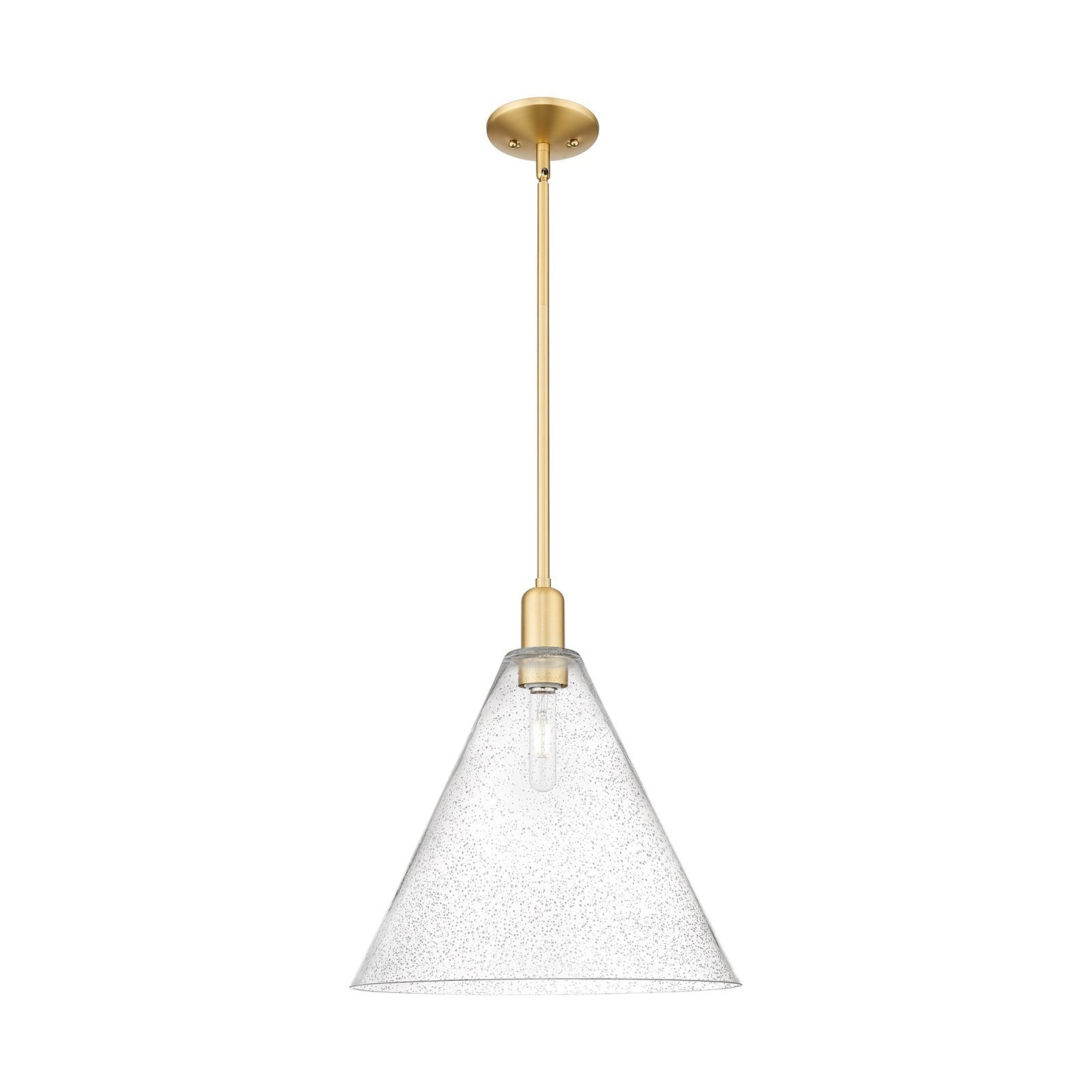 Innovations Berkshire Glass 16in 1-Light Mini Pendant | Industrial Satin Gold Steel and Seedy Glass | Kitchen Island & Dining | Model 716-1S-SG-GBC-164