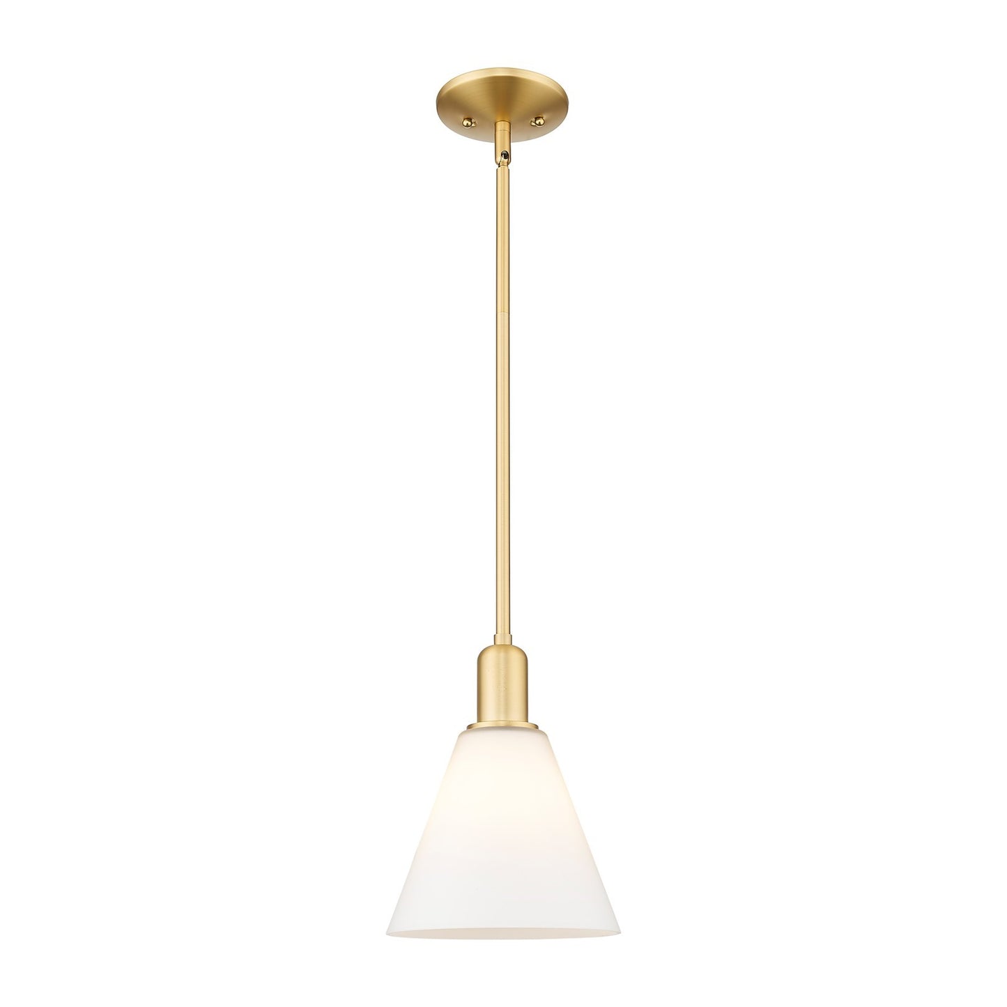 Innovations Berkshire Glass 8in 1-Light Mini Pendant | Industrial Satin Gold Steel and Matte White Glass | Kitchen Island & | Model 716-1S-SG-GBC-81
