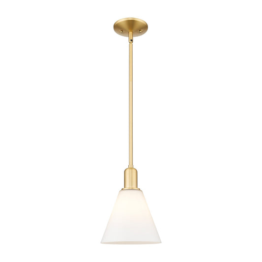 Innovations Berkshire Glass 8in 1-Light Mini Pendant | Industrial Satin Gold Steel and Matte White Glass | Kitchen Island & | Model 716-1S-SG-GBC-81