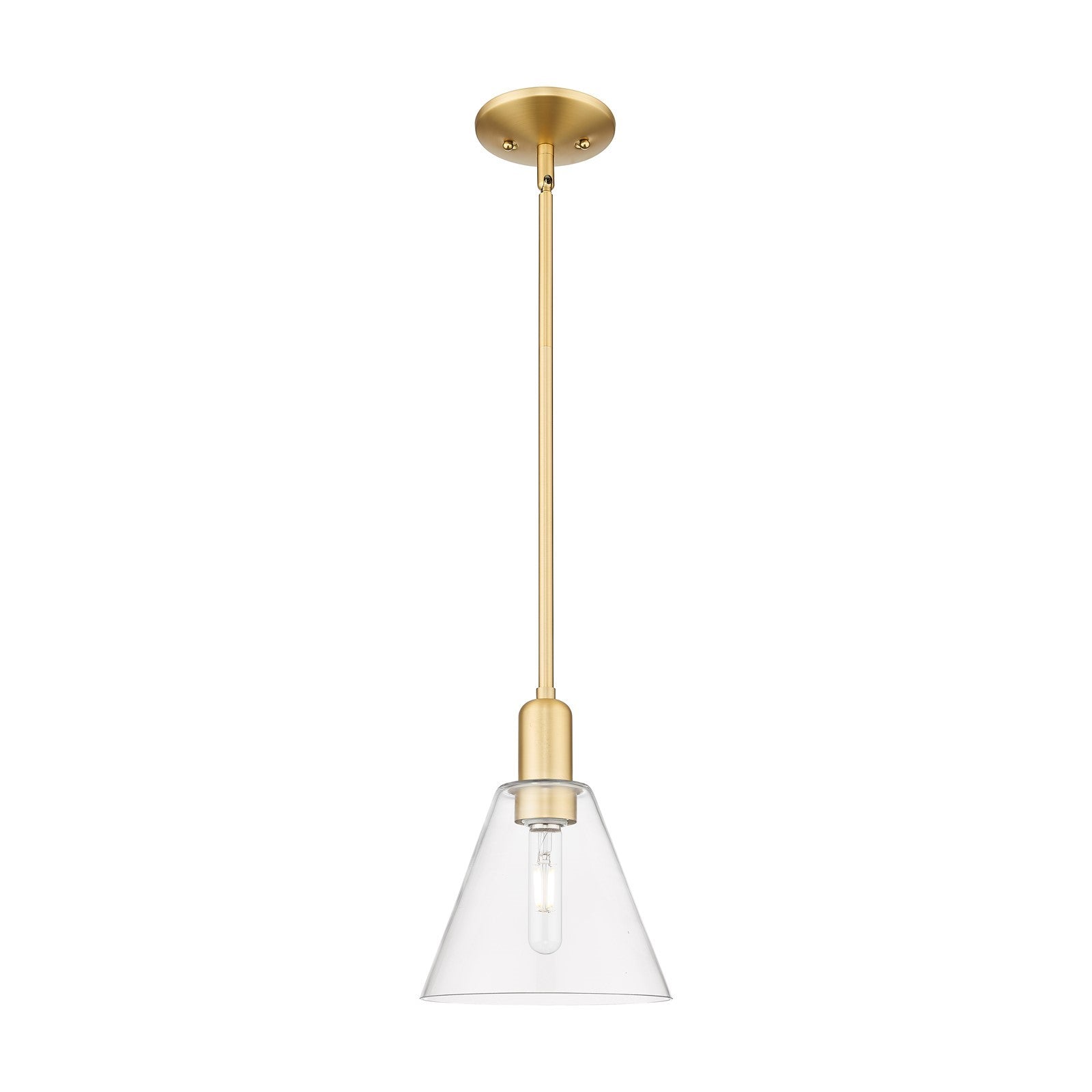 Innovations Berkshire Glass 8in 1-Light Mini Pendant | Industrial Satin Gold Steel and Clear Glass | Kitchen Island & Dining Room | Model 716-1S-SG-GBC-82