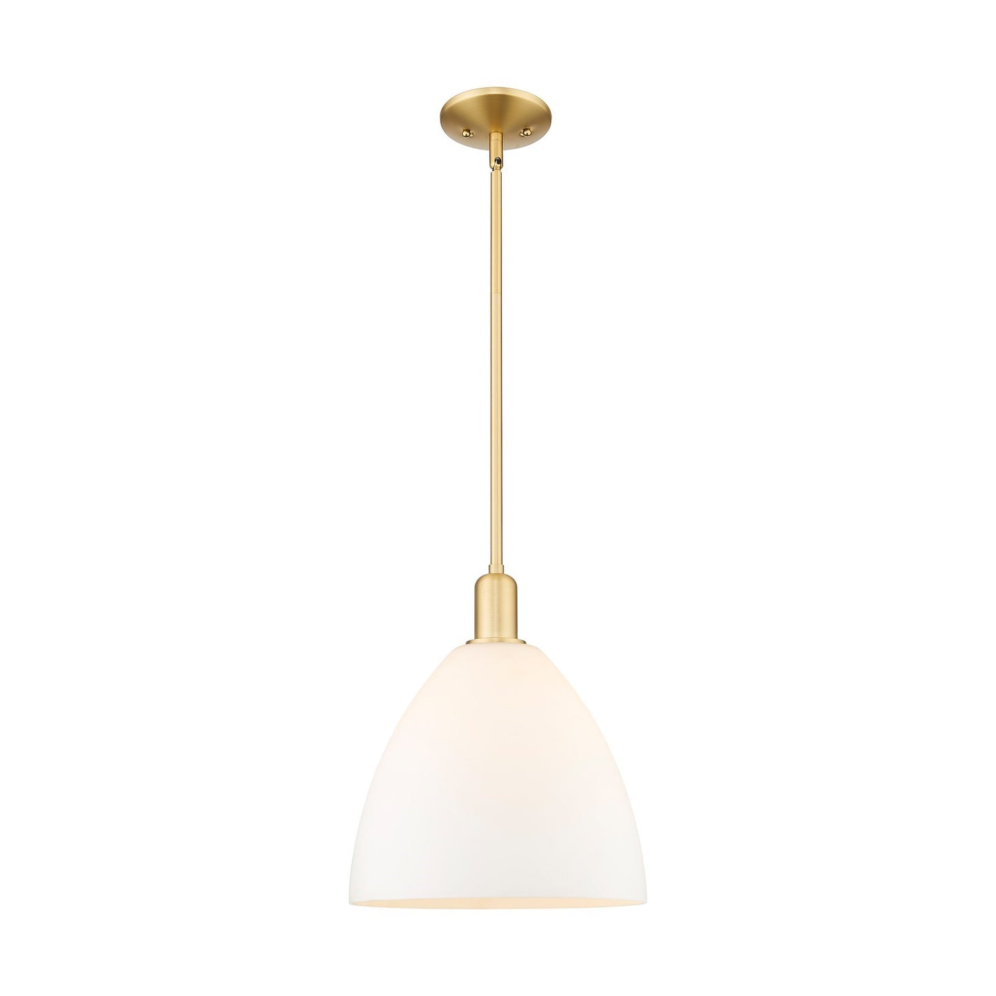 Innovations Bristol 12in 1-Light Mini Pendant | Industrial Satin Gold Steel and Matte White Glass | Kitchen Island & Dining Room | Model 716-1S-SG-GBD-121