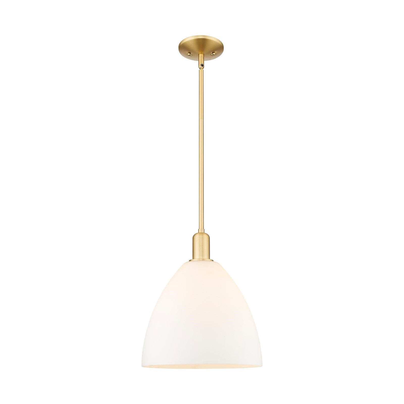 Innovations Bristol 12in 1-Light Mini Pendant | Industrial Satin Gold Steel and Matte White Glass | Kitchen Island & Dining Room | Model 716-1S-SG-GBD-121