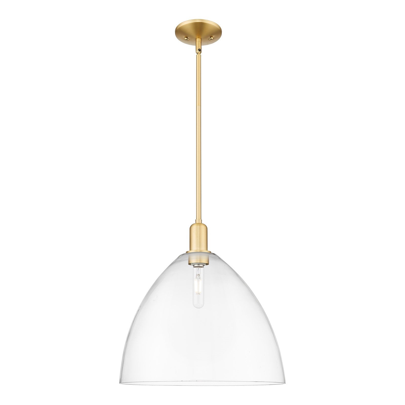 Innovations Bristol 16in 1-Light Mini Pendant | Industrial Satin Gold Steel and Clear Glass | Kitchen Island & Dining Room | 16 | Model 716-1S-SG-GBD-162