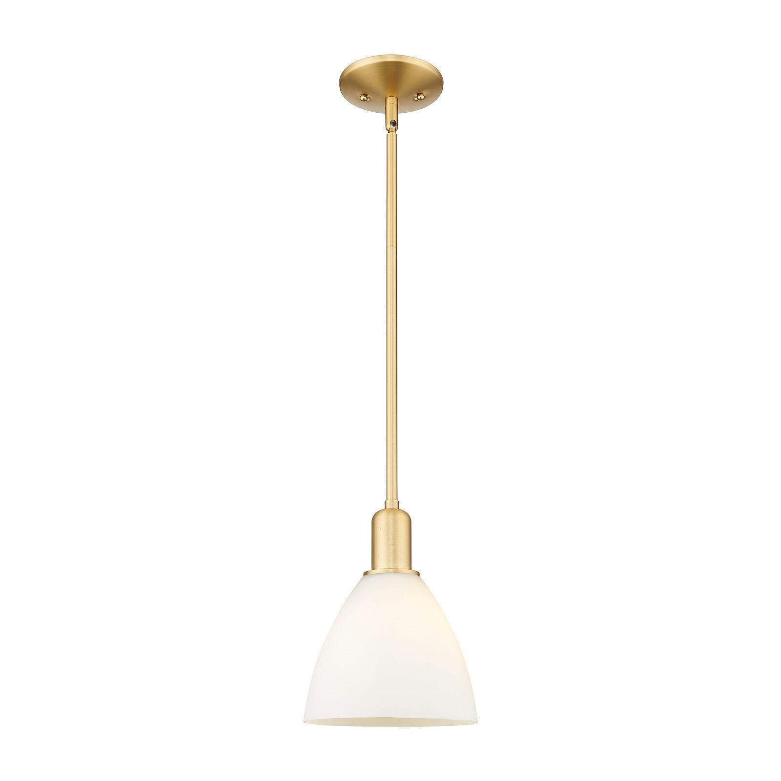 Innovations Bristol 7.5in 1-Light Mini Pendant | Industrial Satin Gold Steel and Matte White Glass | Kitchen Island & Dining | Model 716-1S-SG-GBD-751