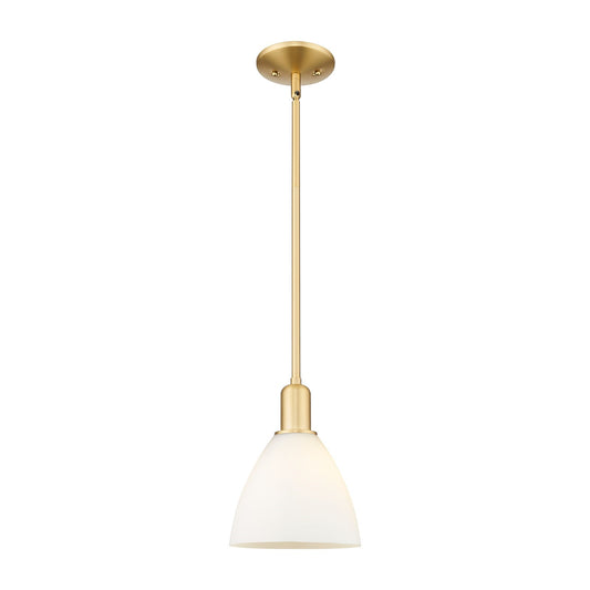Innovations Bristol 7.5in 1-Light Mini Pendant | Industrial Satin Gold Steel and Matte White Glass | Kitchen Island & Dining | Model 716-1S-SG-GBD-751