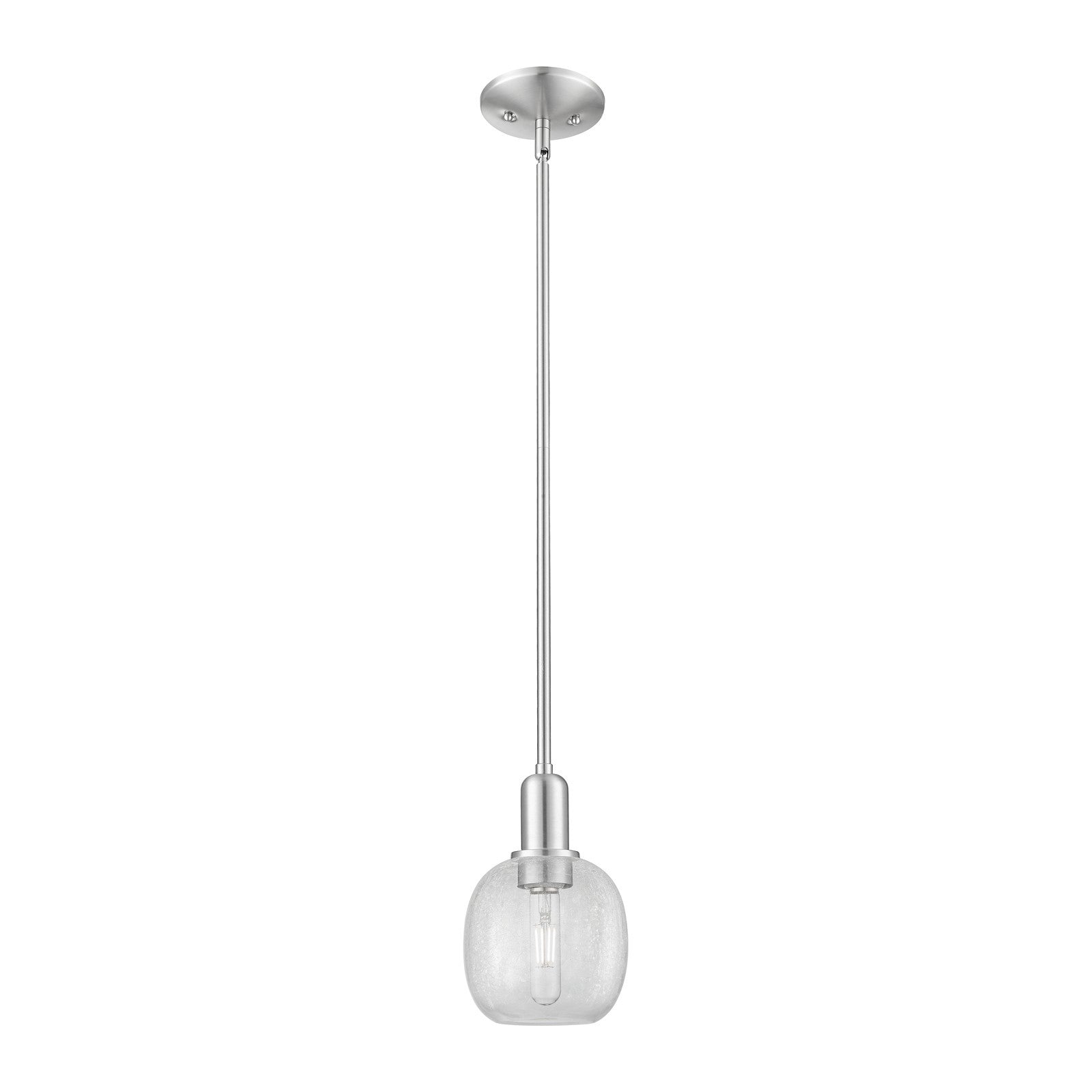 Innovations Lighting Belfast 6in 1-Light Mini Pendant | Industrial Brushed Satin Nickel and Clear Crackle Glass | Kitchen Island & | Model 716-1S-SN-G105