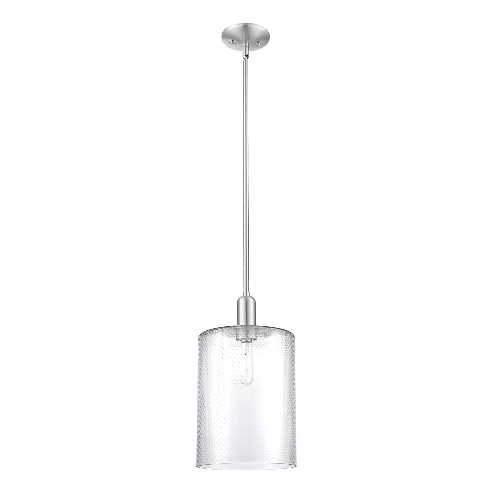 Innovations Cobbleskill 9in 1-Light Mini Pendant | Industrial Brushed Satin Nickel Steel and Clear Glass | Kitchen Island & | Model 716-1S-SN-G112-L