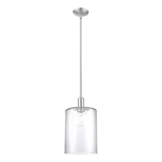 Innovations Cobbleskill 9in 1-Light Mini Pendant | Industrial Brushed Satin Nickel Steel and Clear Glass | Kitchen Island & | Model 716-1S-SN-G112-L