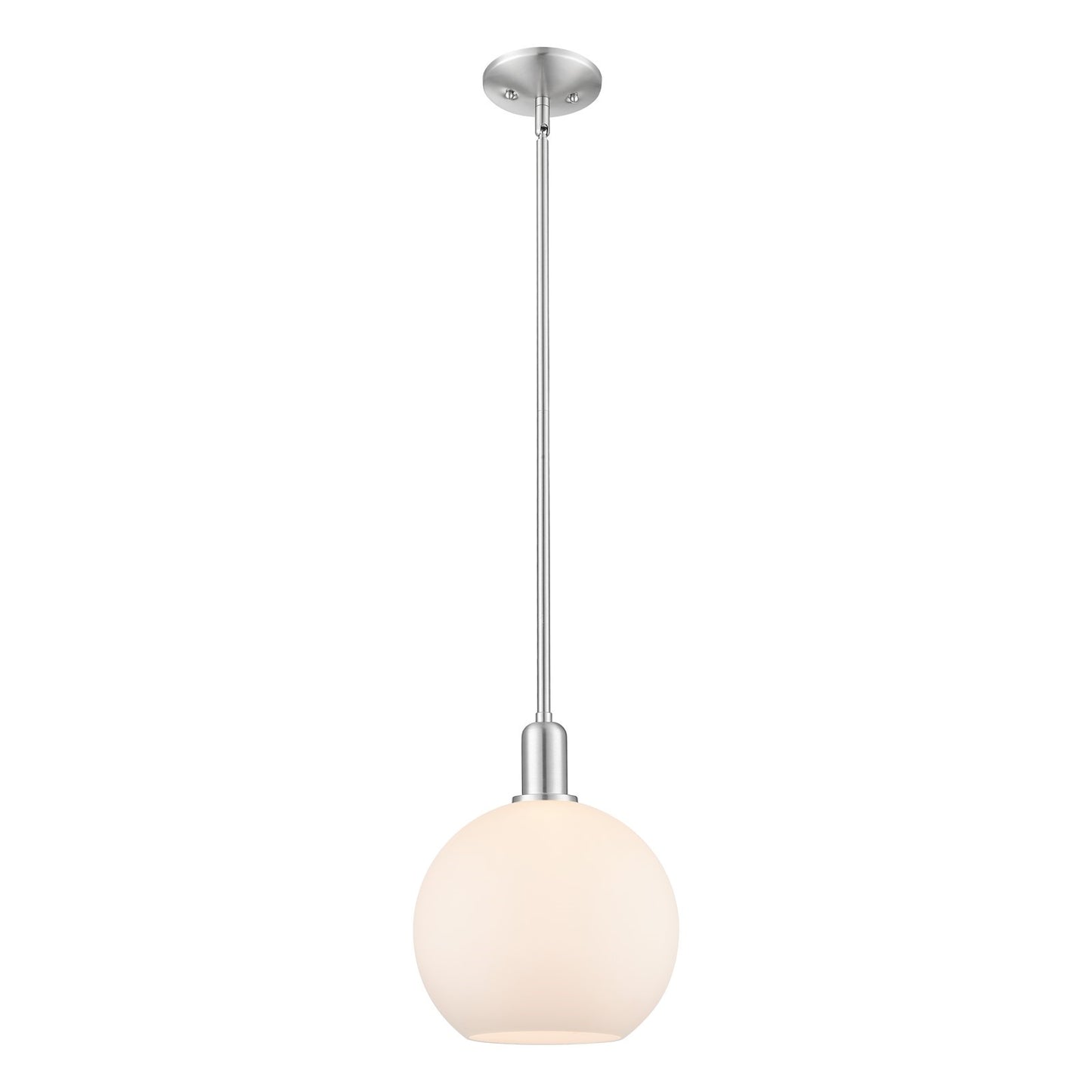 Innovations Athens 10in 1-Light Mini Pendant | Industrial Brushed Satin Nickel and Matte White Glass | Kitchen Island & Dining | Model 716-1S-SN-G121-10