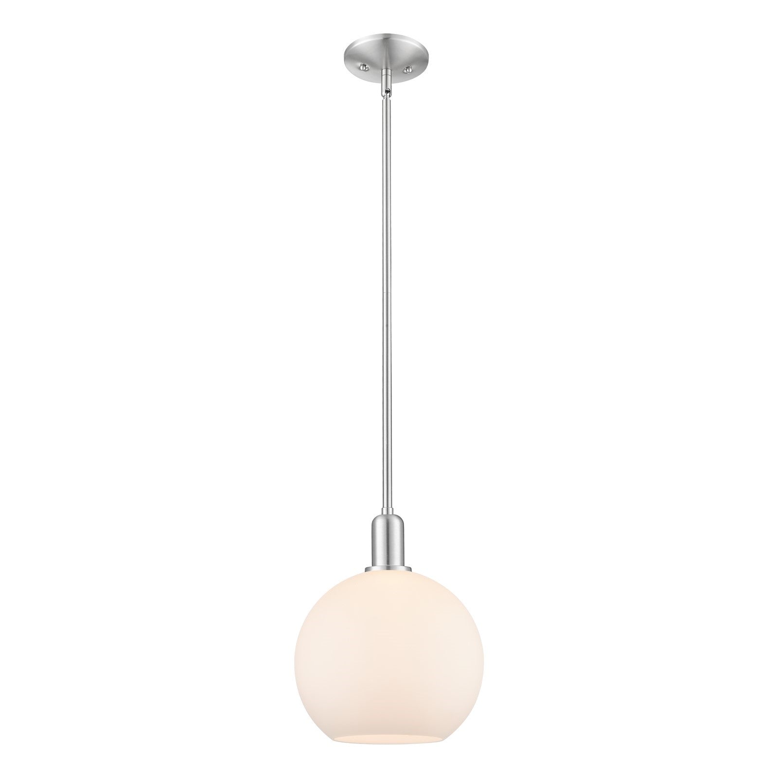 Innovations Athens 10in 1-Light Mini Pendant | Industrial Brushed Satin Nickel and Matte White Glass | Kitchen Island & Dining | Model 716-1S-SN-G121-10
