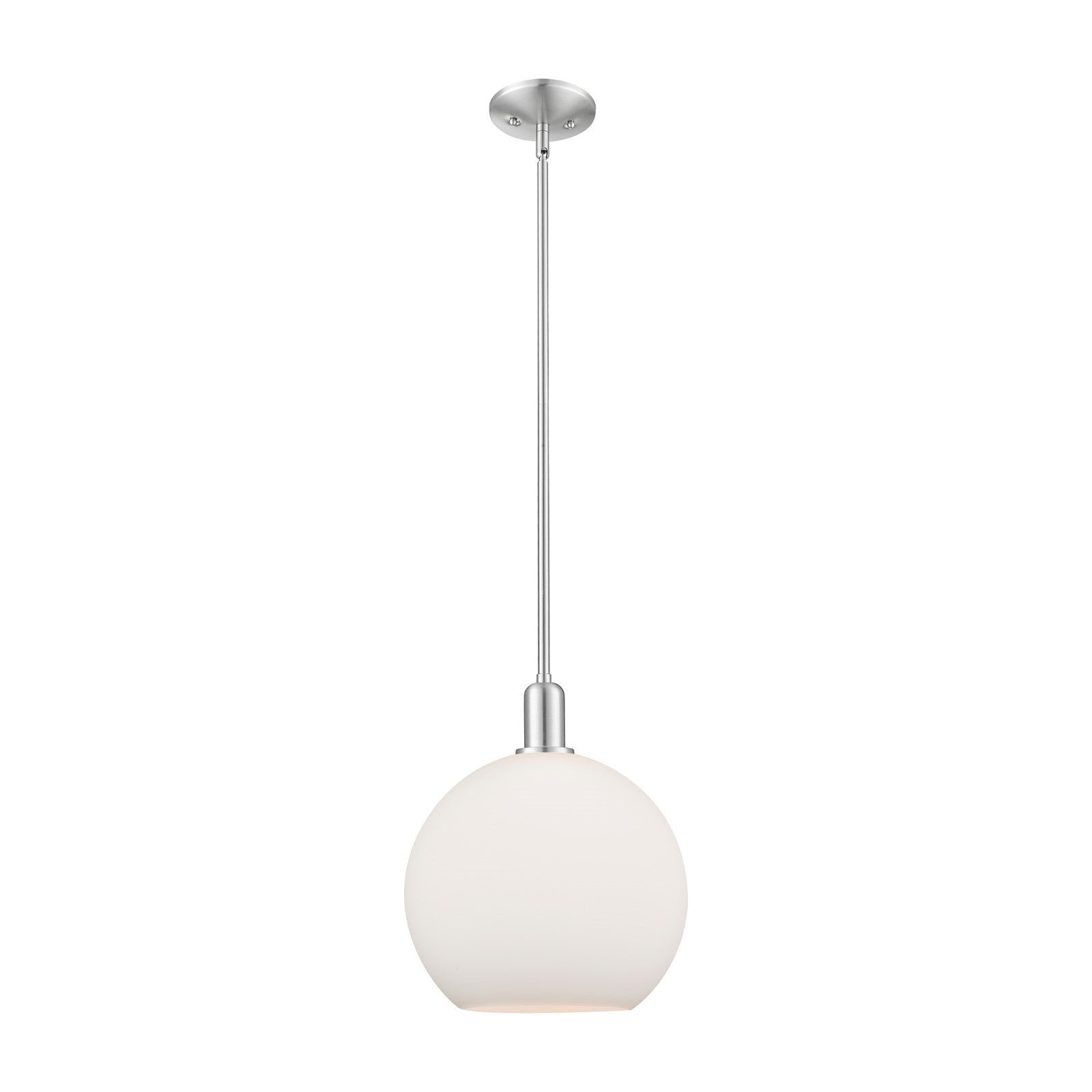 Innovations Athens 12in 1-Light Mini Pendant | Industrial Brushed Satin Nickel and Matte White Glass | Kitchen Island & Dining | Model 716-1S-SN-G121-12