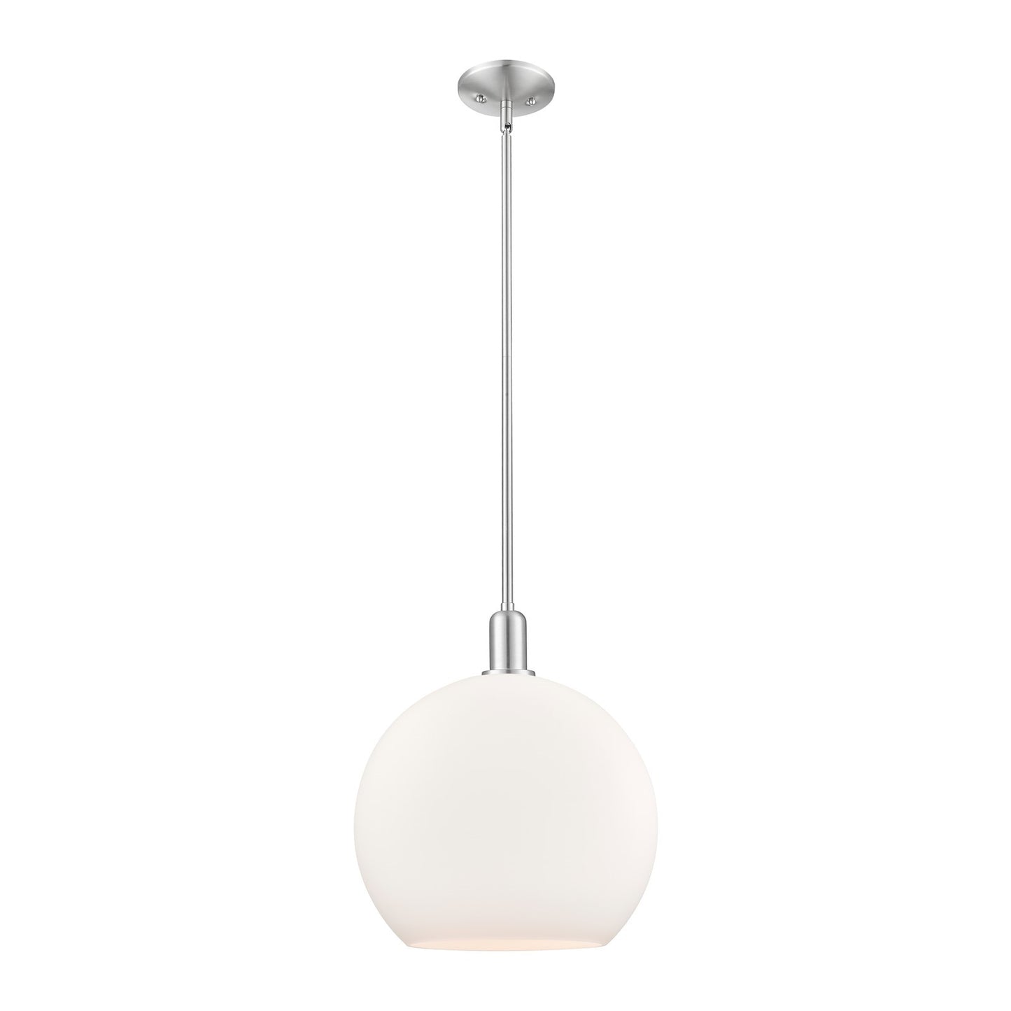 Innovations Athens 14in 1-Light Mini Pendant | Industrial Brushed Satin Nickel Steel and Matte White Glass | Kitchen Island & | Model 716-1S-SN-G121-14