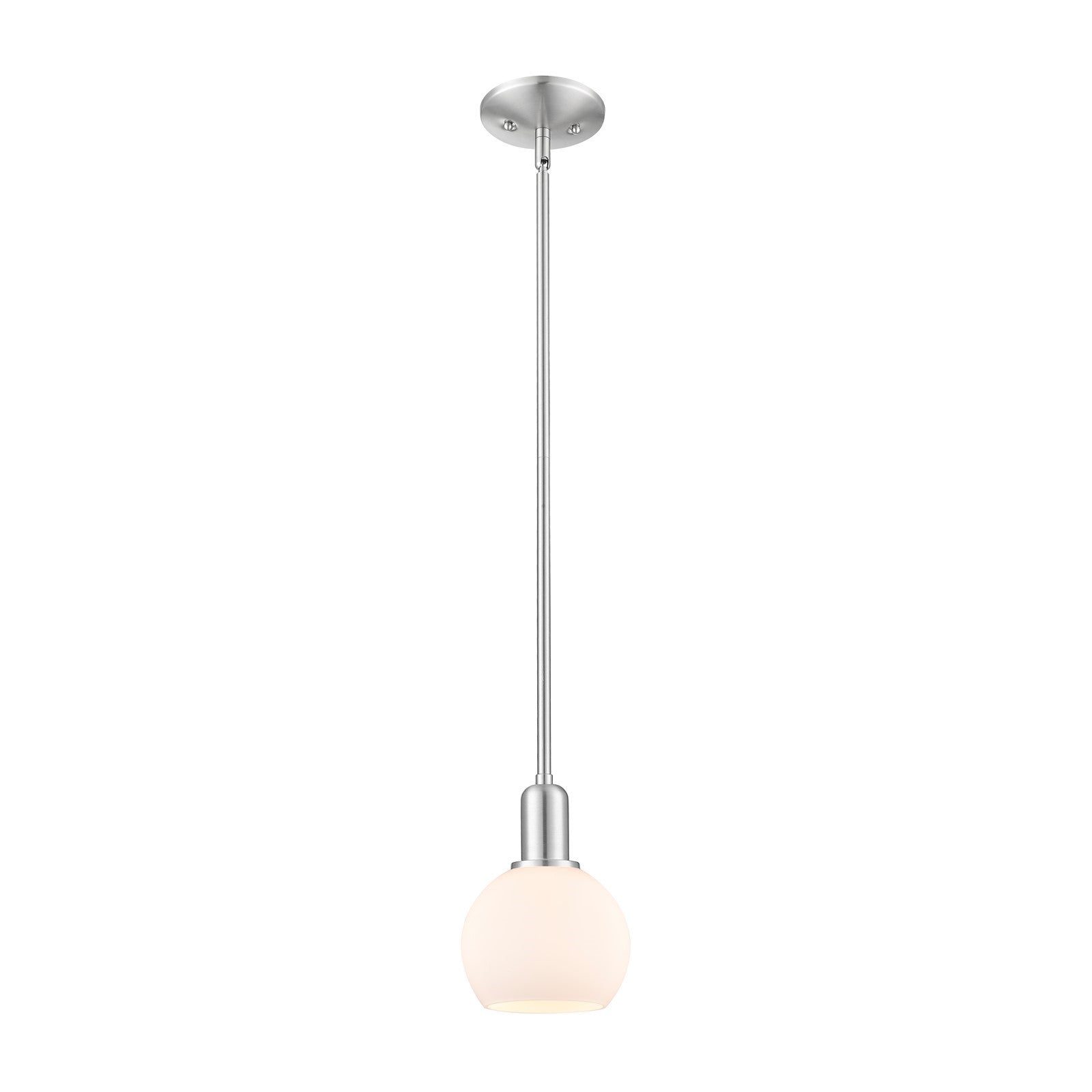 Innovations Athens 6in 1-Light Mini Pendant | Industrial Brushed Satin Nickel and Matte White Glass | Kitchen Island & Dining | Model 716-1S-SN-G121-6