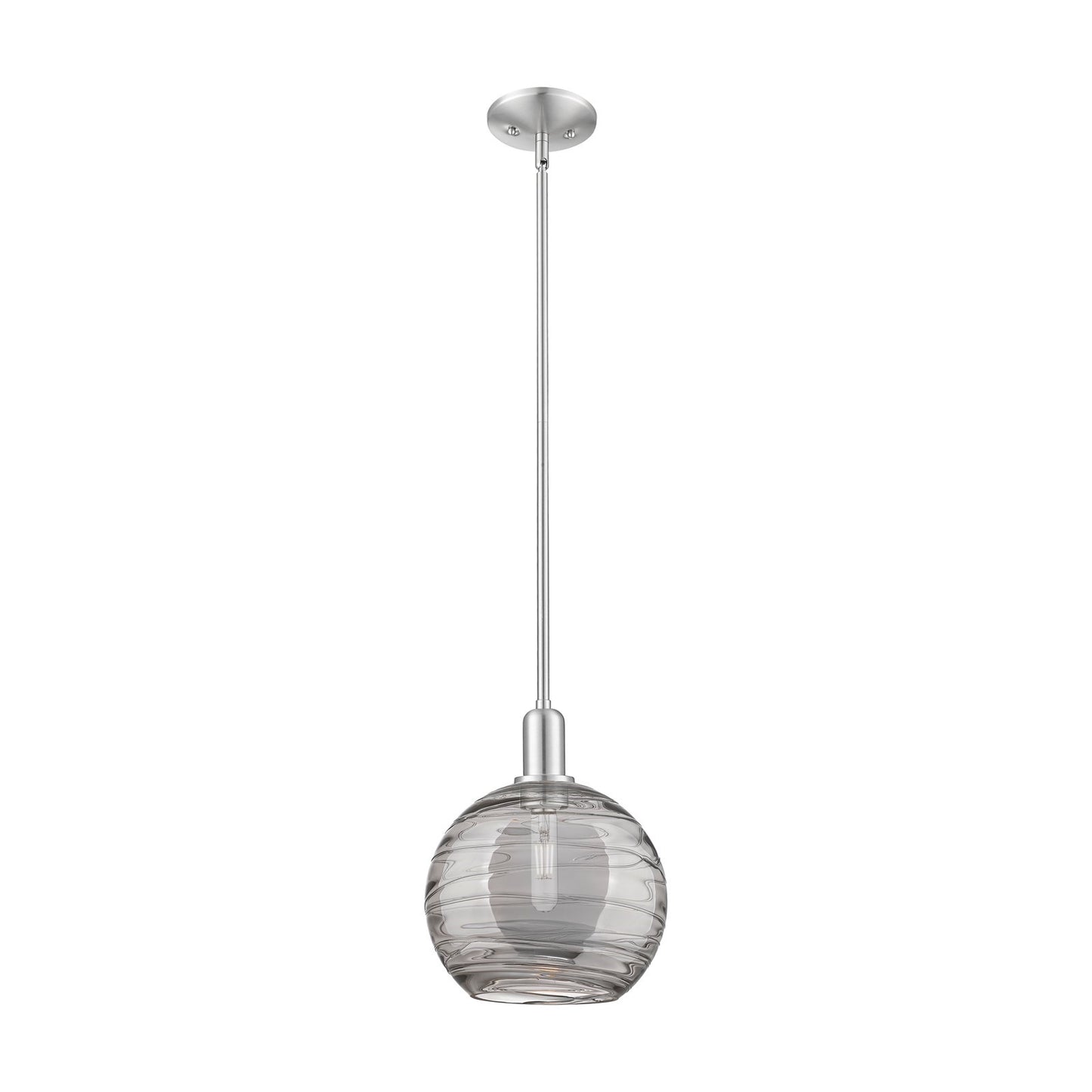 Innovations Athens Deco Swirl 10in 1-Light Mini Pendant | Industrial Brushed Satin Nickel and Light Smoke Glass | Kitchen | Model 716-1S-SN-G1213-10SM