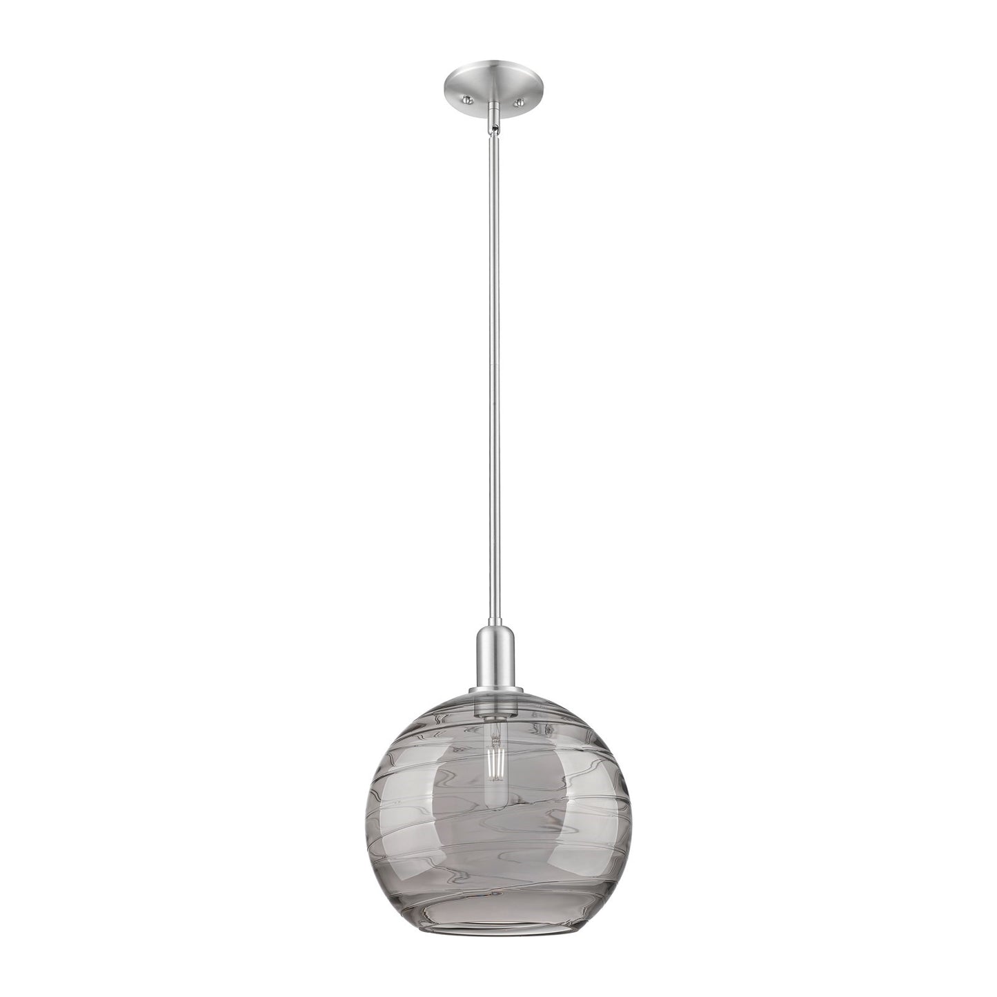 Innovations Athens Deco Swirl 12in 1-Light Mini Pendant | Industrial Brushed Satin Nickel Steel and Light Smoke Glass | Model 716-1S-SN-G1213-12SM