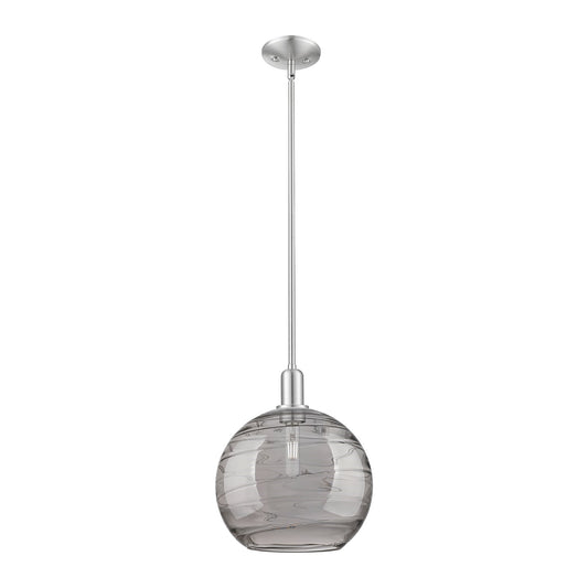 Innovations Athens Deco Swirl 12in 1-Light Mini Pendant | Industrial Brushed Satin Nickel Steel and Light Smoke Glass | Model 716-1S-SN-G1213-12SM