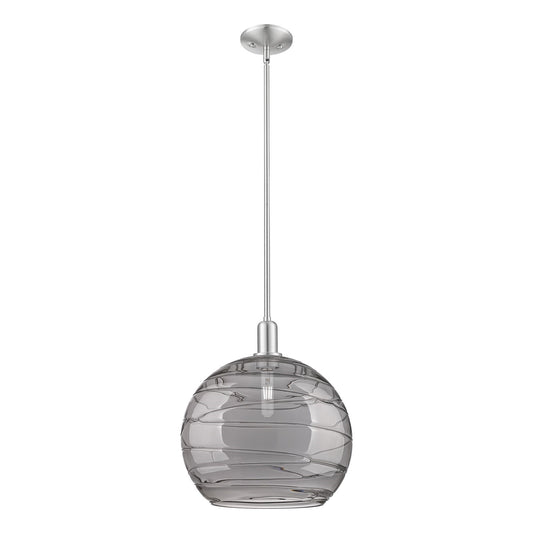 Innovations Athens Deco Swirl 14in 1-Light Mini Pendant | Industrial Brushed Satin Nickel and Light Smoke Glass | Kitchen | Model 716-1S-SN-G1213-14SM