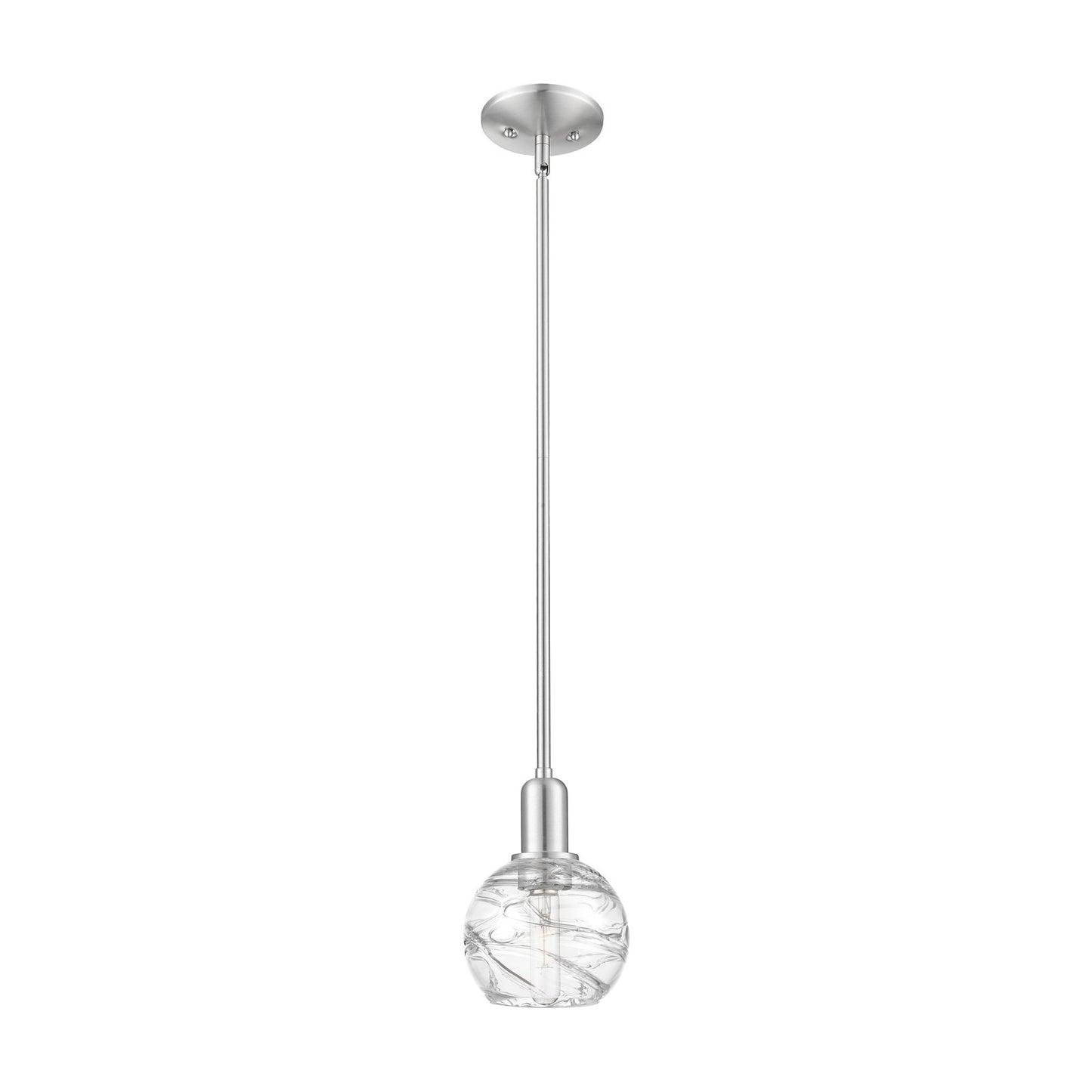 Innovations Athens Deco Swirl 6in 1-Light Mini Pendant | Industrial Brushed Satin Nickel and Clear Deco Swirl Glass | Kitchen | Model 716-1S-SN-G1213-6CL