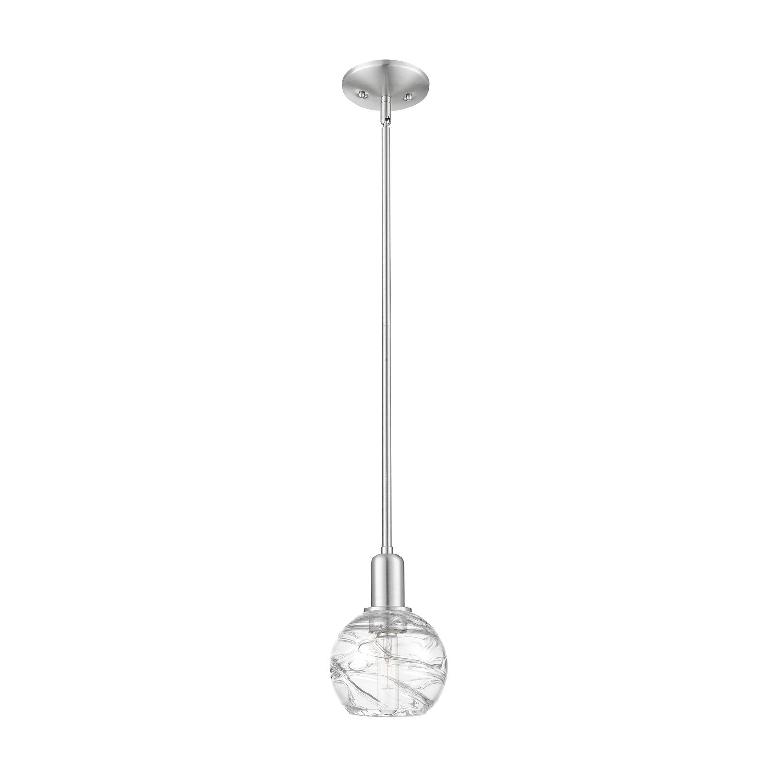 Innovations Athens Deco Swirl 6in 1-Light Mini Pendant | Industrial Brushed Satin Nickel and Clear Deco Swirl Glass | Kitchen | Model 716-1S-SN-G1213-6CL