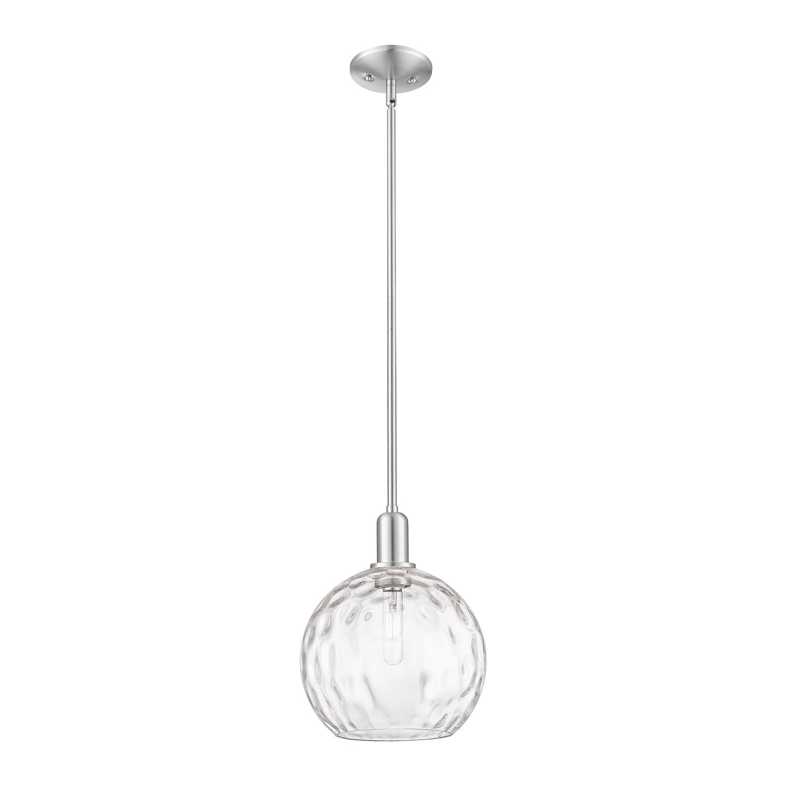 Innovations Athens Water Glass 10in 1-Light Mini Pendant | Industrial Brushed Satin Nickel Steel and Clear Glass | Kitchen | Model 716-1S-SN-G1215-10