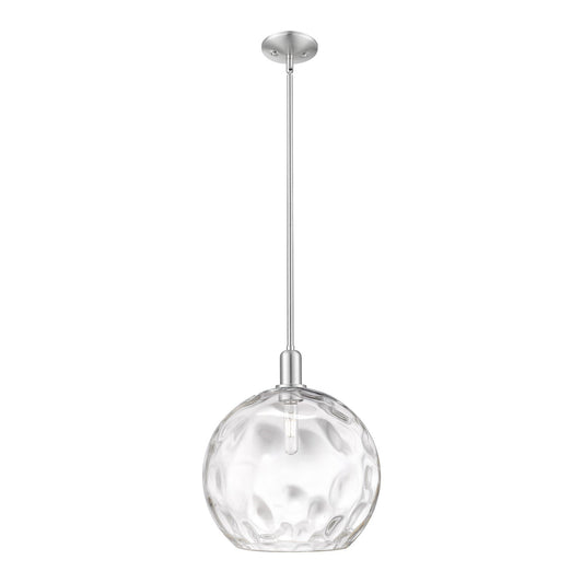 Innovations Athens Water Glass 13in 1-Light Mini Pendant | Industrial Brushed Satin Nickel and Clear Glass | Kitchen Island & | Model 716-1S-SN-G1215-14