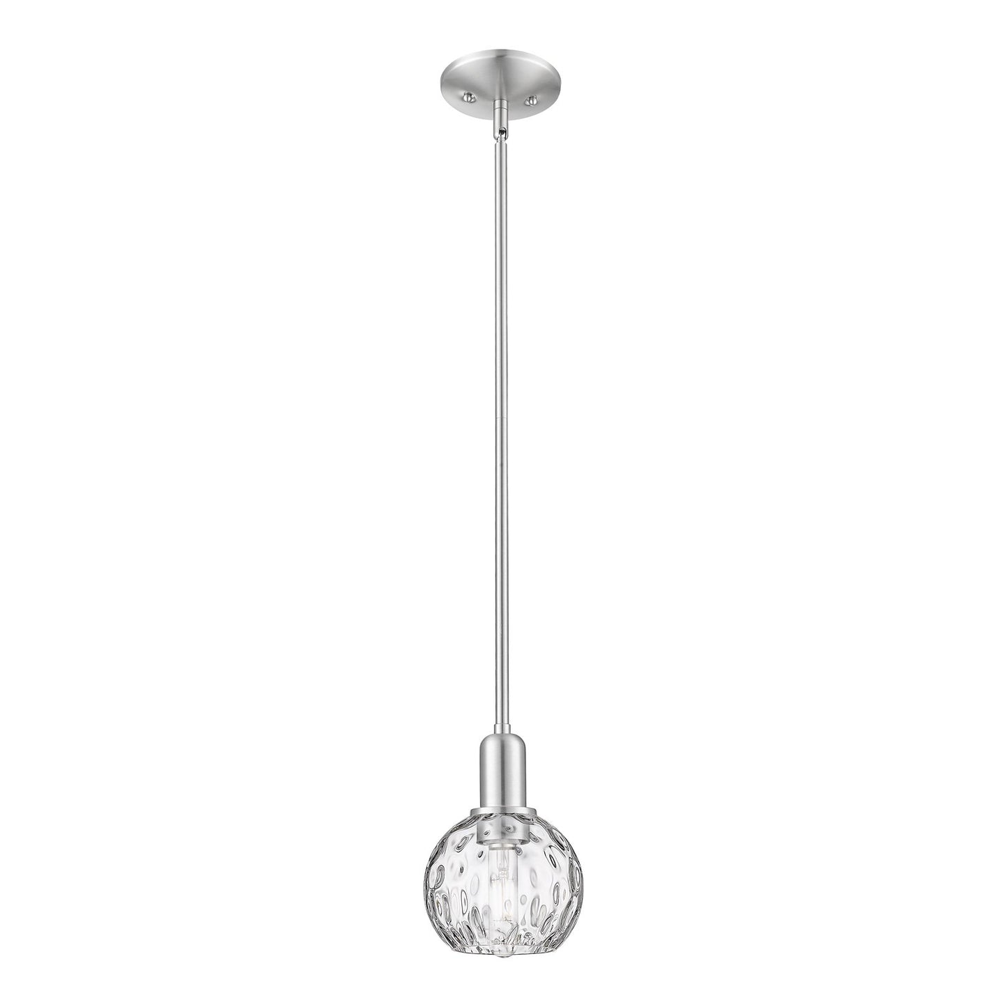 Innovations Athens Water Glass 6in 1-Light Mini Pendant | Industrial Brushed Satin Nickel and Clear Glass | Kitchen Island & | Model 716-1S-SN-G1215-6