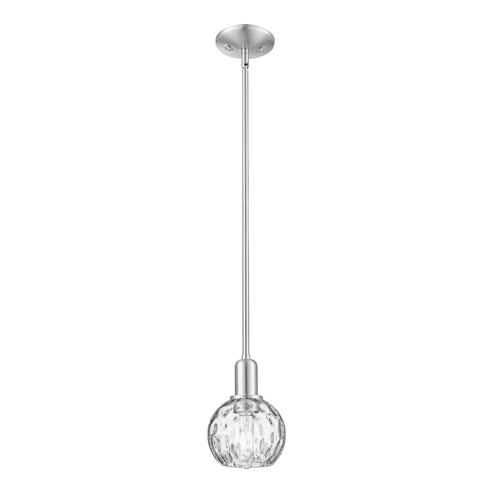 Innovations Athens Water Glass 6in 1-Light Mini Pendant | Industrial Brushed Satin Nickel and Clear Glass | Kitchen Island & | Model 716-1S-SN-G1215-6