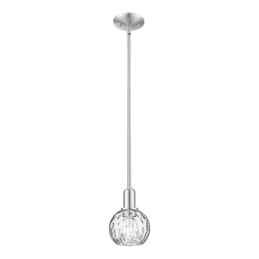 Innovations Athens Water Glass 6in 1-Light Mini Pendant | Industrial Brushed Satin Nickel and Clear Glass | Kitchen Island & | Model 716-1S-SN-G1215-6