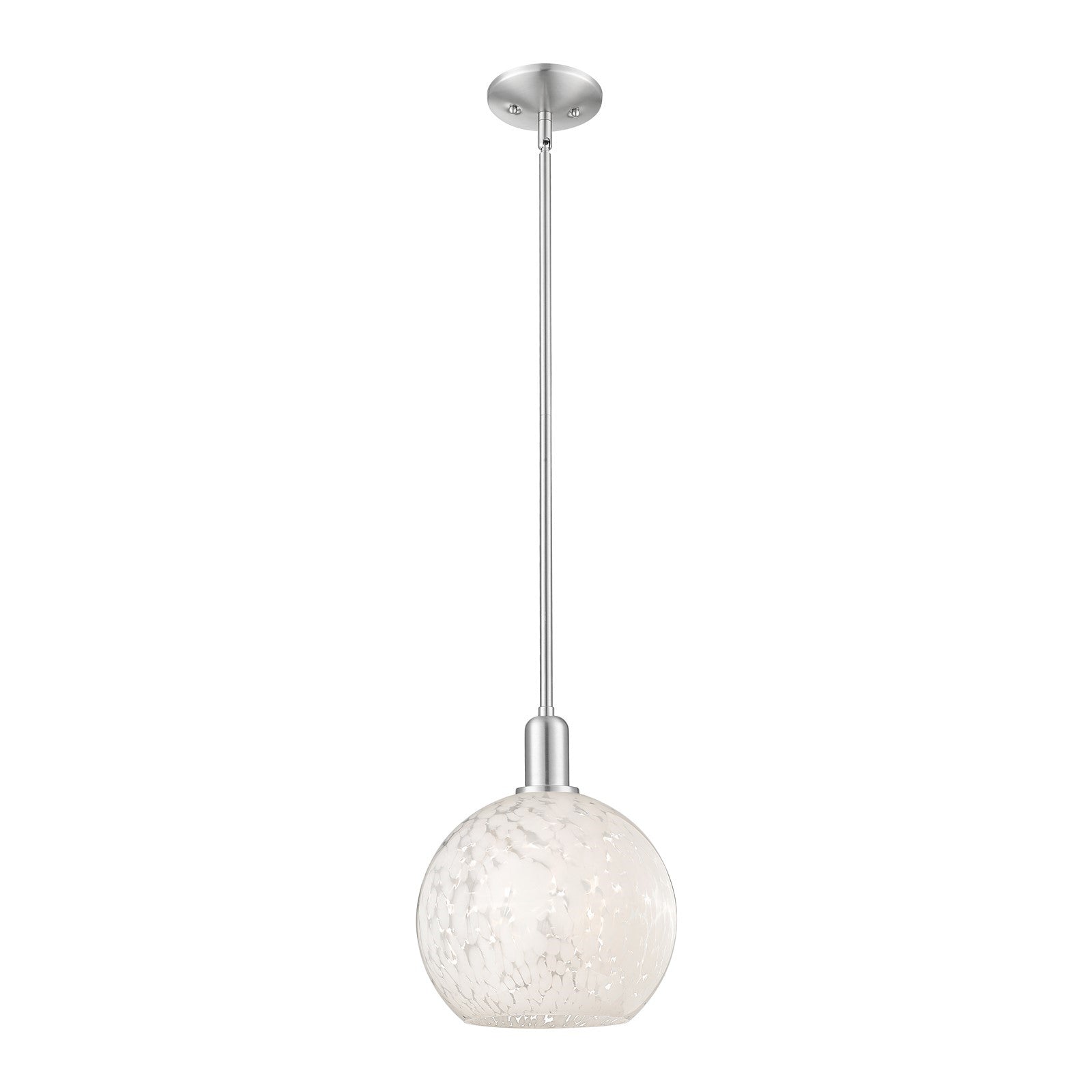 Innovations Lighting Arcadia 10in 1-Light Mini Pendant | Industrial Brushed Satin Nickel and White Mouchette Glass | Kitchen | Model 716-1S-SN-G1216-10WM