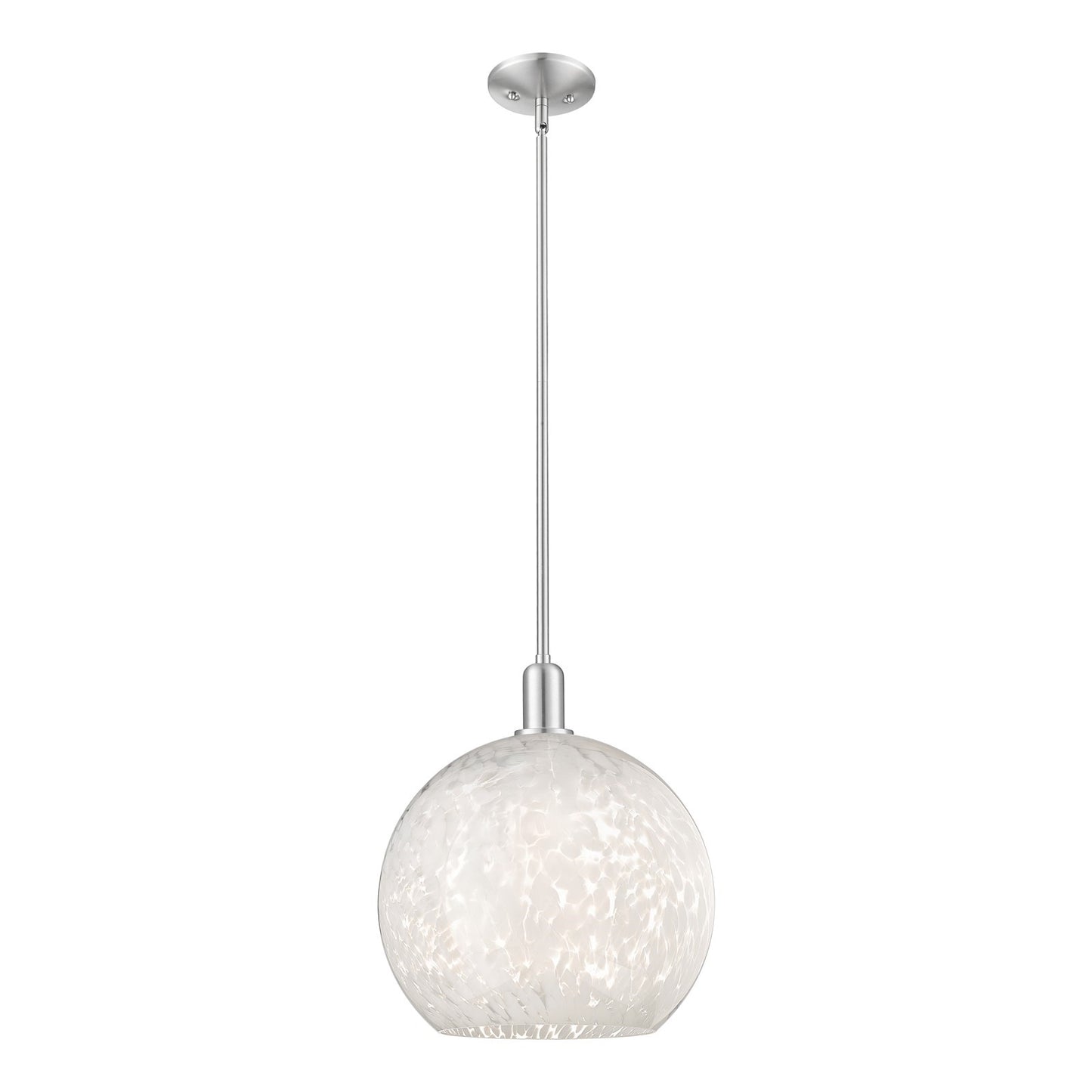 Innovations Arcadia 14in 1-Light Mini Pendant | Industrial Brushed Satin Nickel and White Mouchette Glass | Kitchen Island & | Model 716-1S-SN-G1216-14WM