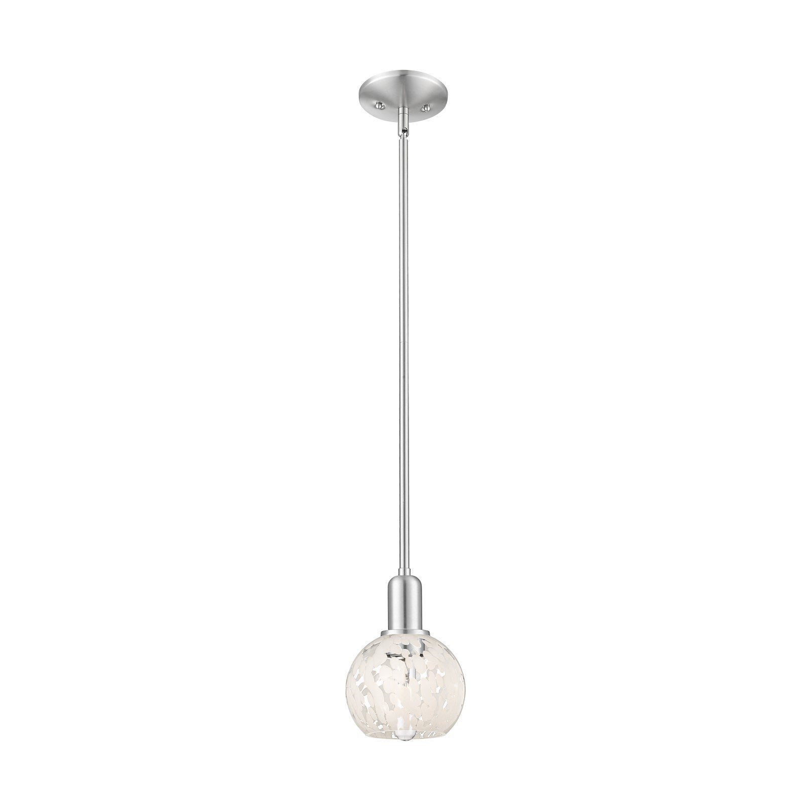 Innovations Lighting Arcadia 6in 1-Light Mini Pendant | Industrial Brushed Satin Nickel and White Mouchette Glass | Kitchen | Model 716-1S-SN-G1216-6WM