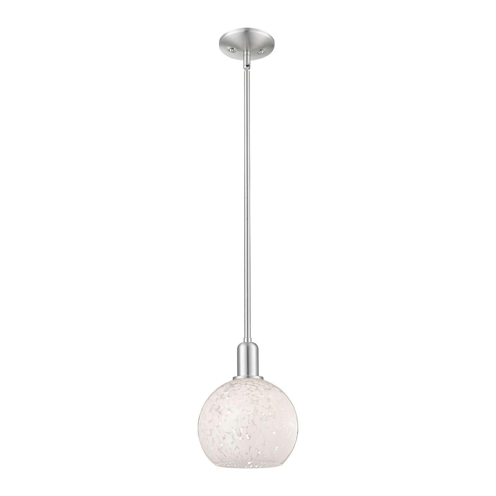 Innovations Lighting Arcadia 8in 1-Light Mini Pendant | Industrial Brushed Satin Nickel and White Mouchette Glass | Kitchen | Model 716-1S-SN-G1216-8WM