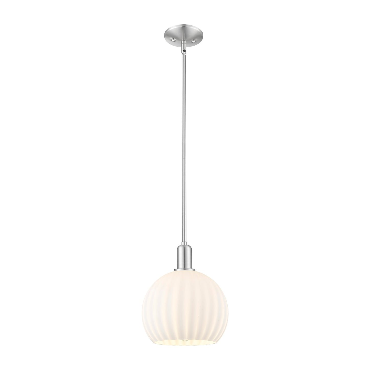 Innovations Lighting Arcadia 10in 1-Light Mini Pendant | Industrial Brushed Satin Nickel and White Venetian Glass | Kitchen | Model 716-1S-SN-G1217-10WV