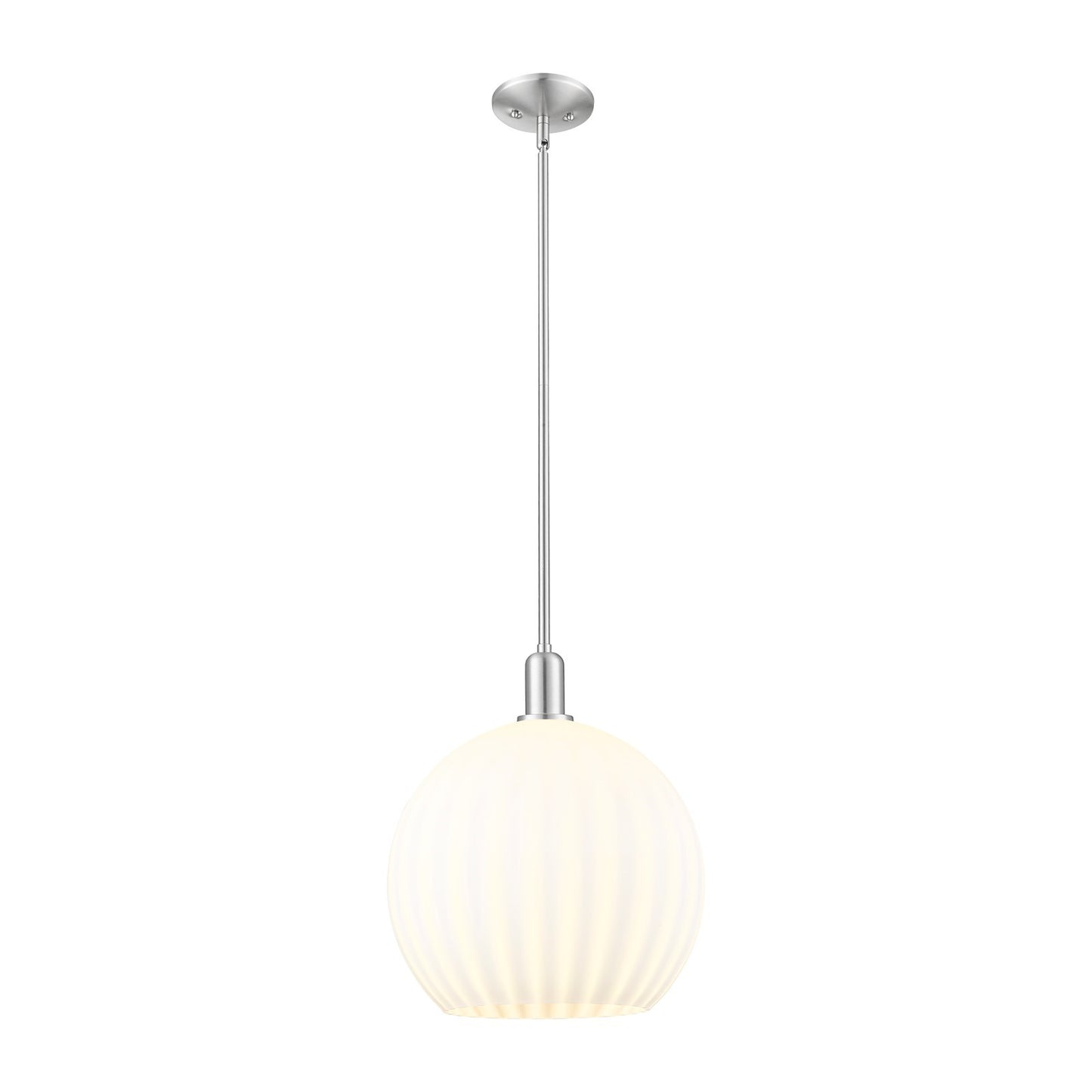 Innovations Lighting Arcadia 14in 1-Light Mini Pendant | Industrial Brushed Satin Nickel and White Venetian Glass | Kitchen | Model 716-1S-SN-G1217-14WV