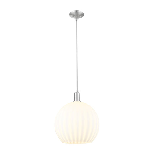 Innovations Lighting Arcadia 14in 1-Light Mini Pendant | Industrial Brushed Satin Nickel and White Venetian Glass | Kitchen | Model 716-1S-SN-G1217-14WV