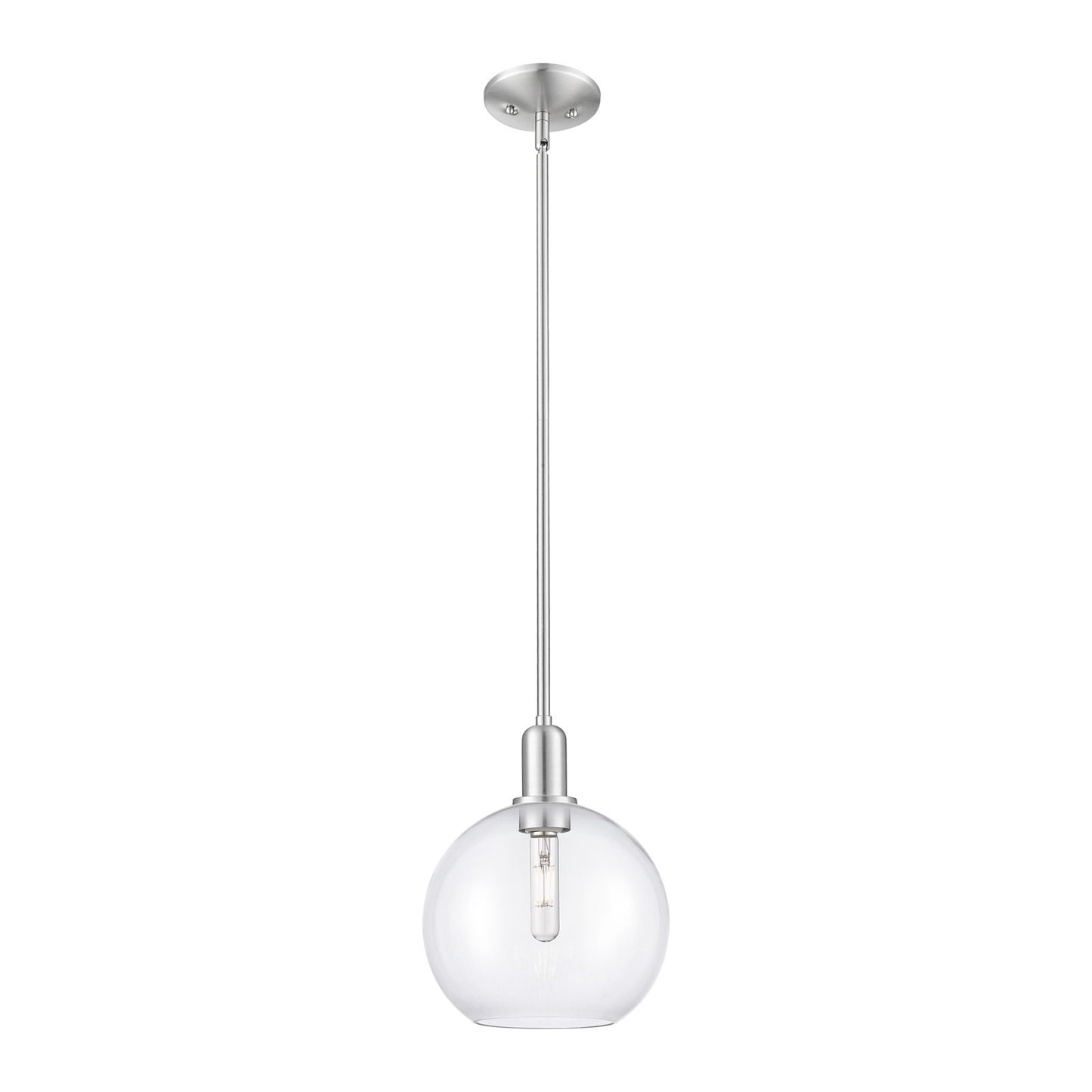 Innovations Athens 10in 1-Light Mini Pendant | Industrial Brushed Satin Nickel Steel and Clear Glass | Kitchen Island & Dining | Model 716-1S-SN-G122-10