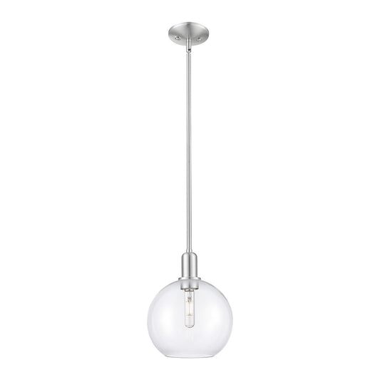 Innovations Athens 10in 1-Light Mini Pendant | Industrial Brushed Satin Nickel Steel and Clear Glass | Kitchen Island & Dining | Model 716-1S-SN-G122-10
