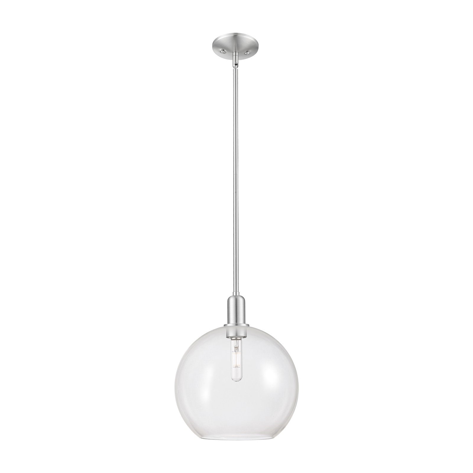 Innovations Athens 12in 1-Light Mini Pendant | Industrial Brushed Satin Nickel Steel and Clear Glass | Kitchen Island & Dining | Model 716-1S-SN-G122-12