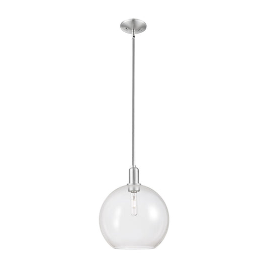 Innovations Athens 12in 1-Light Mini Pendant | Industrial Brushed Satin Nickel Steel and Clear Glass | Kitchen Island & Dining | Model 716-1S-SN-G122-12