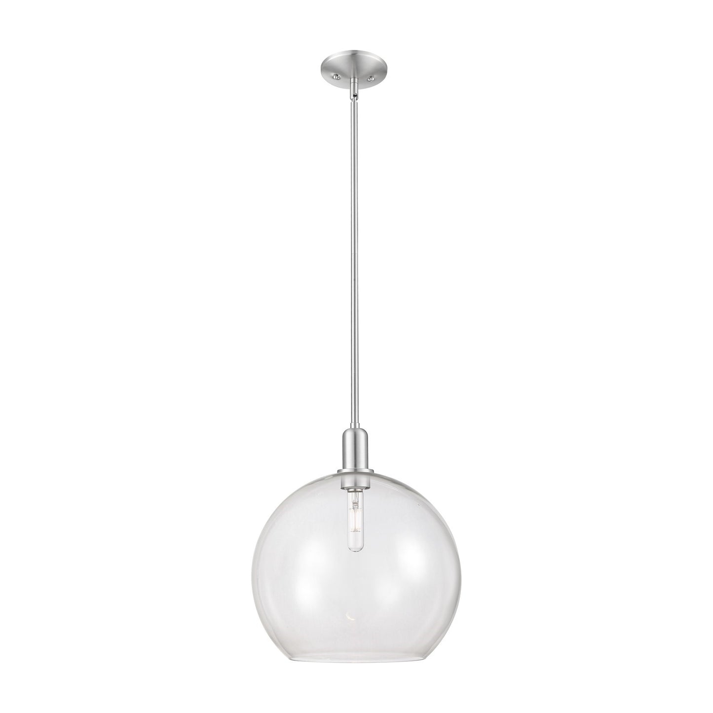 Innovations Athens 14in 1-Light Mini Pendant | Industrial Brushed Satin Nickel Steel and Clear Glass | Kitchen Island & Dining | Model 716-1S-SN-G122-14