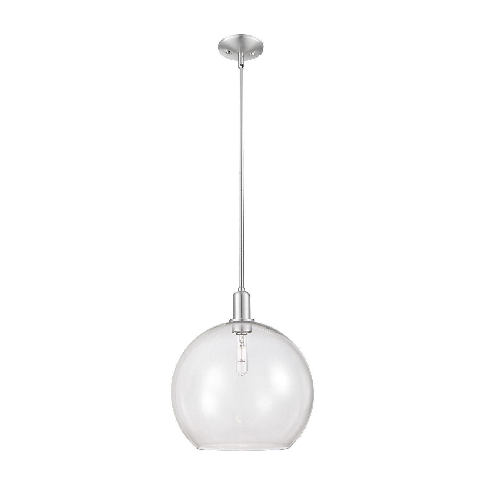 Innovations Athens 14in 1-Light Mini Pendant | Industrial Brushed Satin Nickel Steel and Clear Glass | Kitchen Island & Dining | Model 716-1S-SN-G122-14