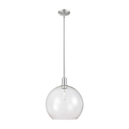 Innovations Athens 14in 1-Light Mini Pendant | Industrial Brushed Satin Nickel Steel and Clear Glass | Kitchen Island & Dining | Model 716-1S-SN-G122-14